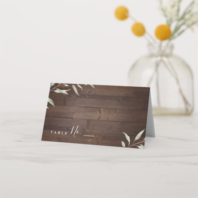 Carte De Placement Élégante verdure grange bois comté mariage rustiqu (Devant)