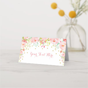 Carte De Placement Eléphant rose Floral Baby shower Anniversaire