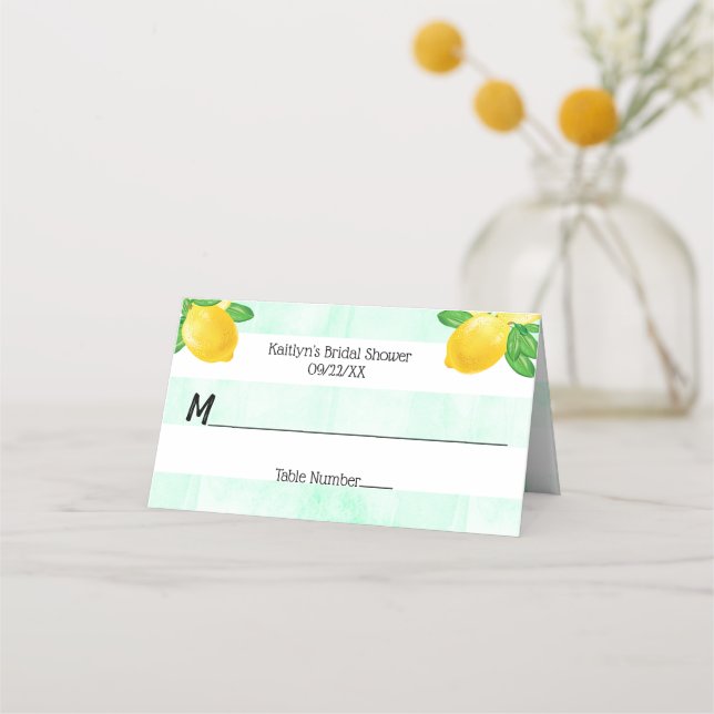 Carte De Placement Elle a trouvé sa douche de mariage au citron Main  (Devant)