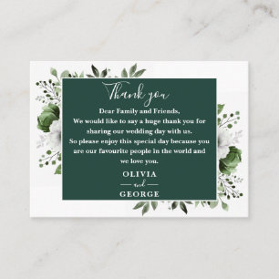 Carte De Placement Emerald Green Botanical Floral Mariage Merci