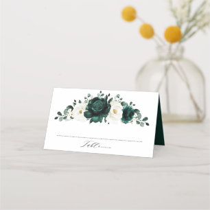 Carte De Placement Emerald Green Eucalyptus Blanc Floral Mariage