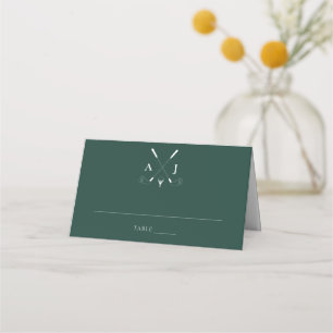 Carte De Placement Emerald Green Moderne Monogram Mariage de golf