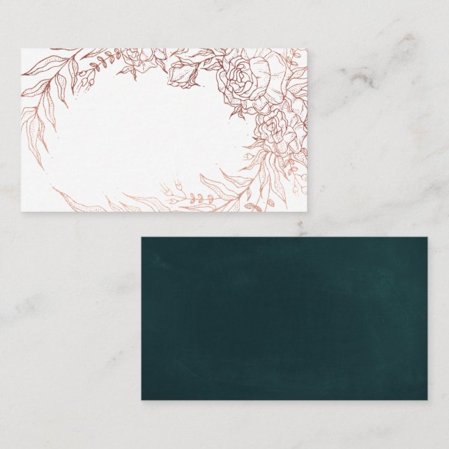 Carte De Placement Emerald Green Rose Gold Flower Mariage (Devant / Derrière)