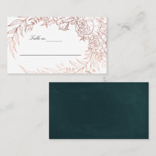 Carte De Placement Emerald Green Rose Gold Flower Mariage