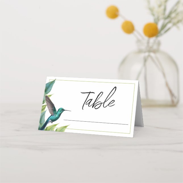 Carte De Placement Emerald Hummingbird Tropical Feuille Mariage (Devant)