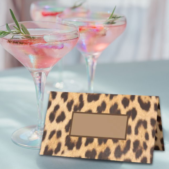 Carte De Placement empreinte de léopard de la fête de safari sauvage (girly chic wild safari party leopard print place card)