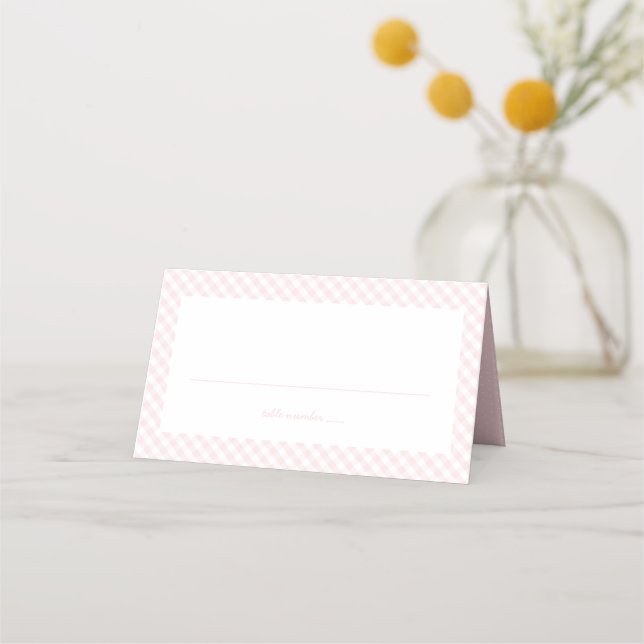 Carte De Placement En vichy rose mignon fille simple baby shower (Devant)