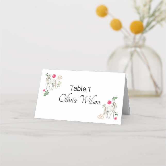 Carte De Placement Equestrian Pink Floral Rustic Wedding (Devant)