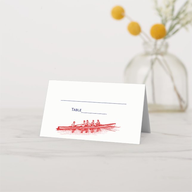Carte De Placement Équipe de sports nautiques Red Rowing Rowers (Devant)