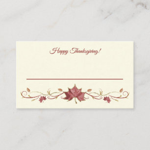 Carte De Placement Érable rouge de Thanksgiving Feuilles et tourbillo