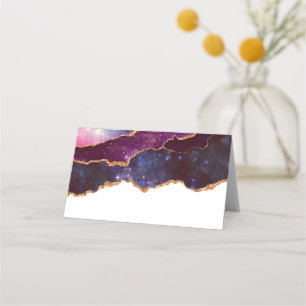 Carte De Placement Espace bleu et violet et étoiles avec ruban or