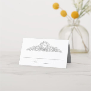 Carte De Placement Étching floral vintage Versailles Grey