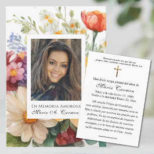 Carte De Placement Été Floral espagnol prière funéraire
