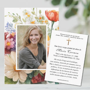 Carte De Placement Été Floral espagnol prière funéraire