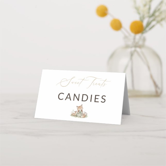 Carte De Placement Étiquette de nourriture Bonbons Douce Fille Renard (Devant)