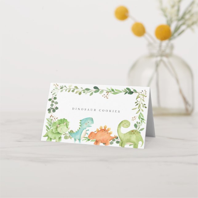 Carte De Placement Étiquettes de buffet de dinosaures (Devant)