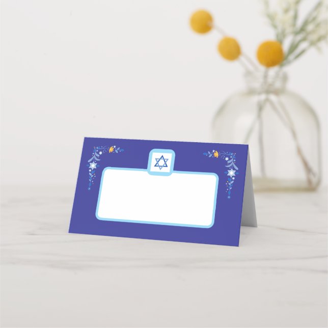 Carte De Placement Étoile bleue juive de David avec bordure (Devant)