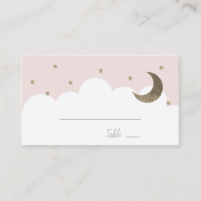 Carte De Placement Étoiles et croissant Lune Rose fille (Devant)