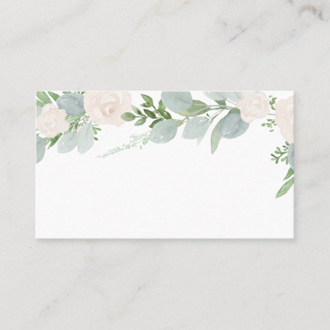 Carte De Placement Eucalyptus aquarelle et Mariage de fleurs blanches (Devant)