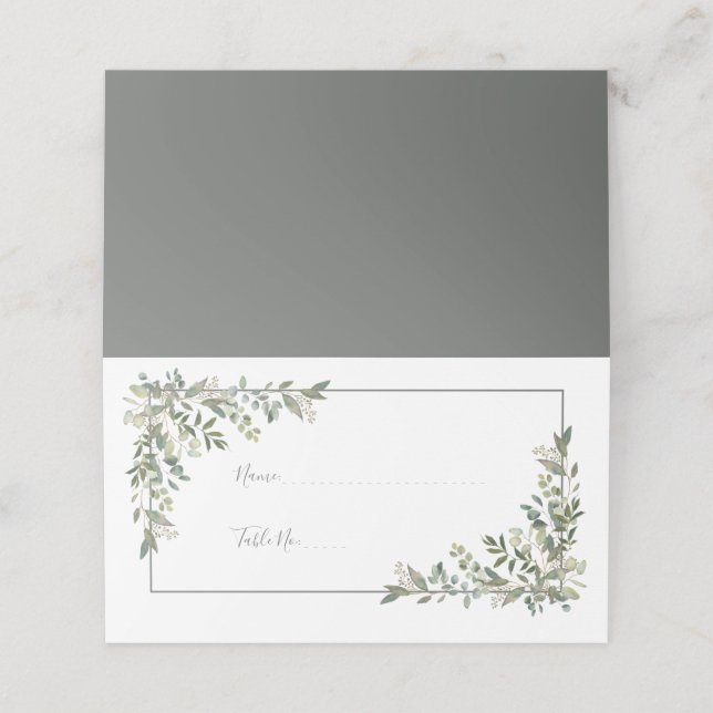 Carte De Placement Eucalyptus Botanique Sage Green Place Card (Extérieur déplié)