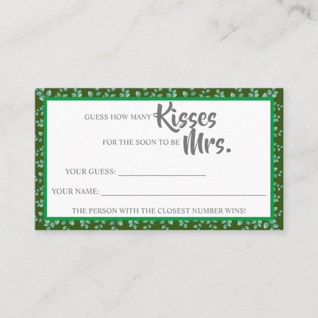 Carte De Placement Eucalyptus Combien de baisers pour Mme ShowerGame  (Devant)