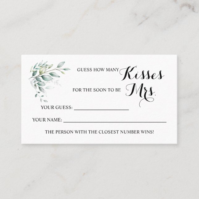 Carte De Placement Eucalyptus Combien de baisers pour Mme ShowerGame  (Devant)