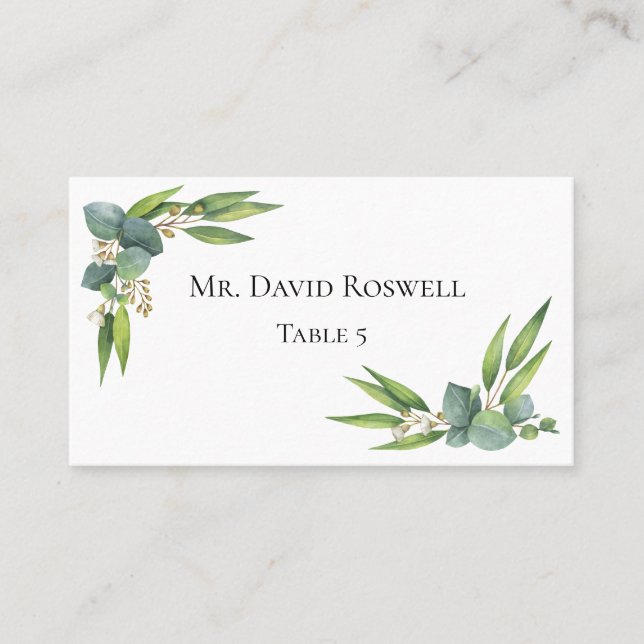 Carte De Placement Eucalyptus Green Mariage personnalisé (Devant)