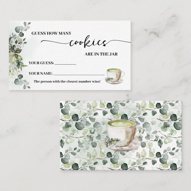 Carte De Placement Eucalyptus Matcha How many Cookies Game Card (Devant / Derrière)