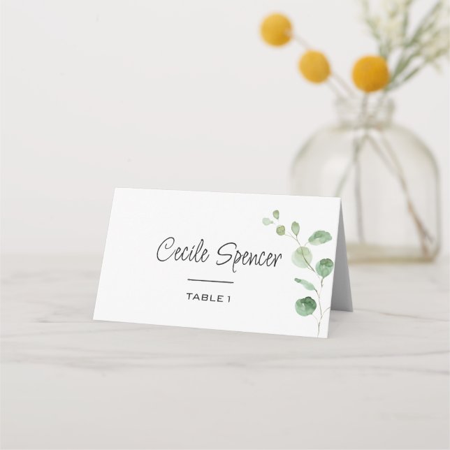 Carte De Placement Éucalyptus minimaliste classique Mariage formel (Devant)