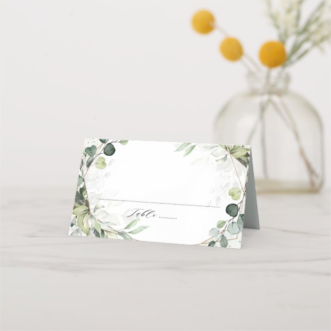 Carte De Placement Eucalyptus Sage Verdure Mariage géométrique modern (Devant)