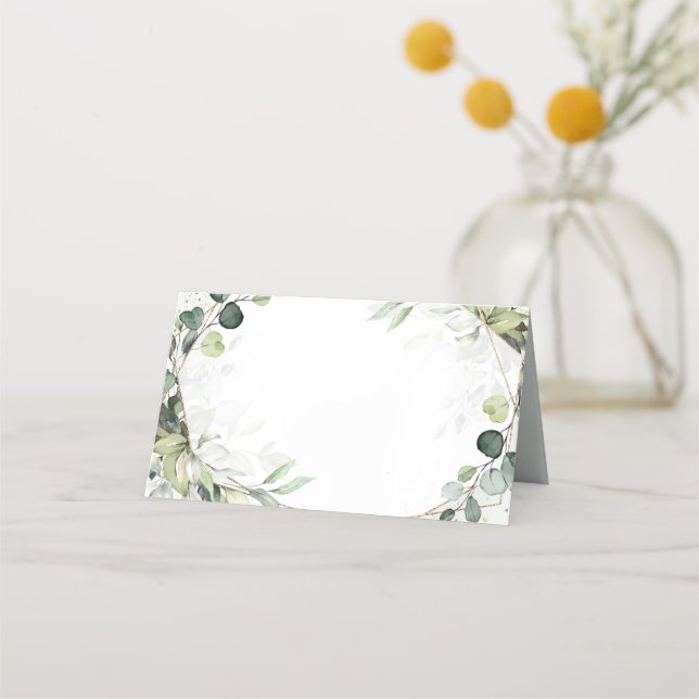 Carte De Placement Eucalyptus Sage Verdure Mariage géométrique modern (Devant)