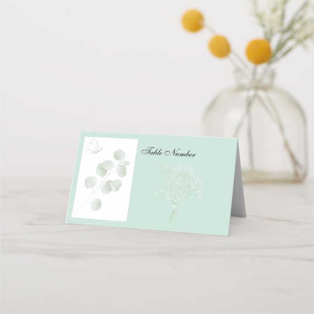 Carte De Placement Eucalyptus | Table de mariage botanique rustique  (Devant)