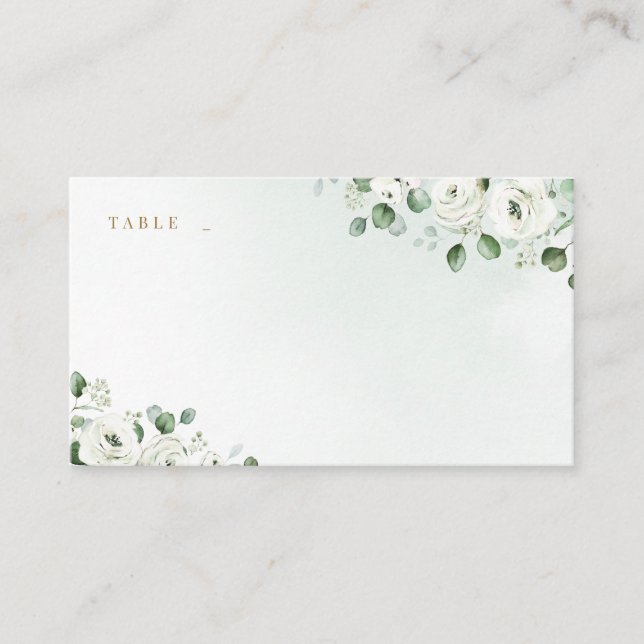 Carte De Placement Eucalyptus Verdure blanc floral rustique mariage (Devant)