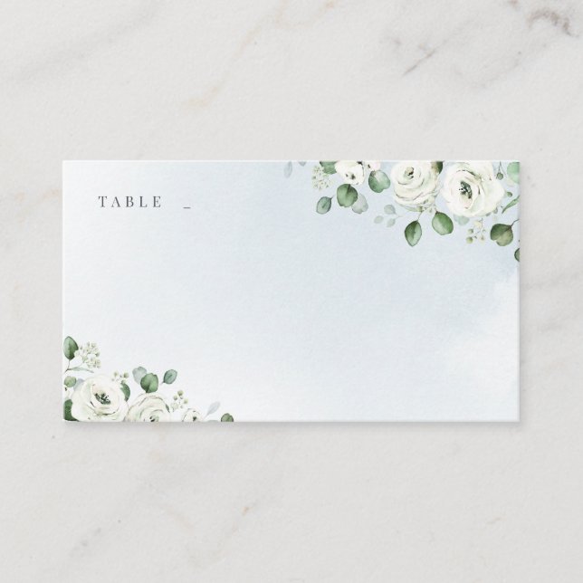 Carte De Placement Eucalyptus Verdure blanc floral rustique mariage (Devant)