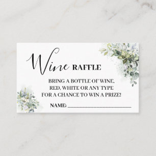 Carte De Placement Eucalyptus Wine Raffle Fête des mariées de la cart