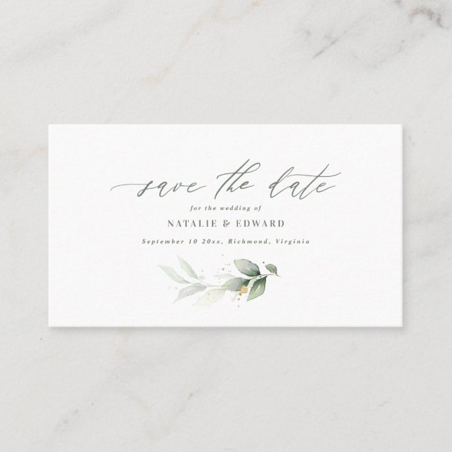 Carte De Placement Événement mariage vert sauge eucalyptus or save th (Devant)