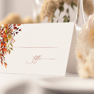 Carte De Placement FALL Script Mariage Place Card Burange Orange