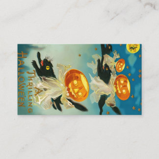 Carte De Placement Fantômes Citrouilles vintages d'Halloween et chats