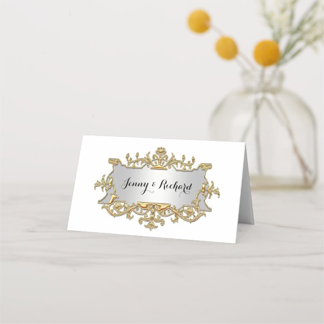 Carte De Placement Faux Gold FiligreeLook Escort Carte Place (Devant)
