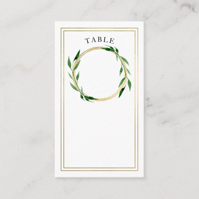 Carte De Placement Faux Golden Wreath Mariage Place Card (Devant)