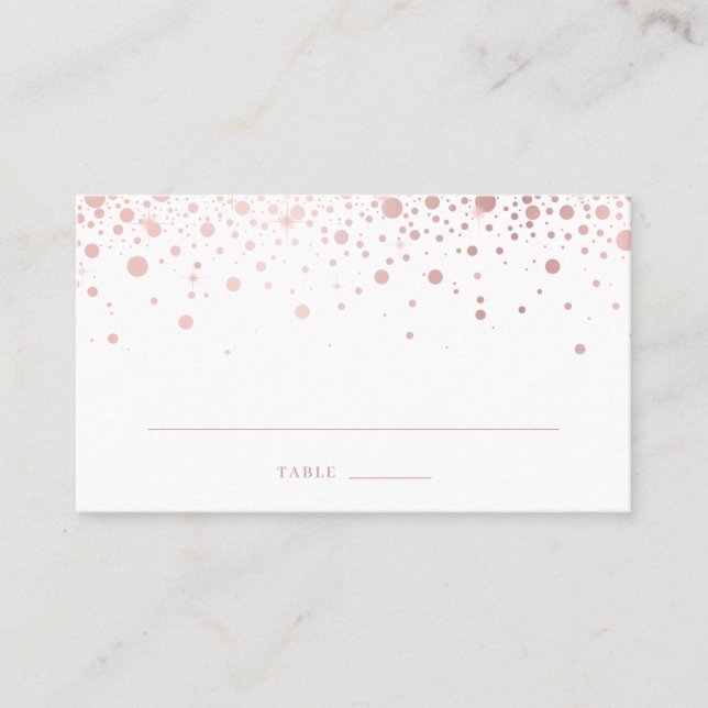 Carte De Placement Faux Rose Gold Foil Confetti Dots Élégant Mariage (Devant)