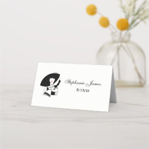 Carte De Placement Femme Art Déco au grand chapeau gants RL