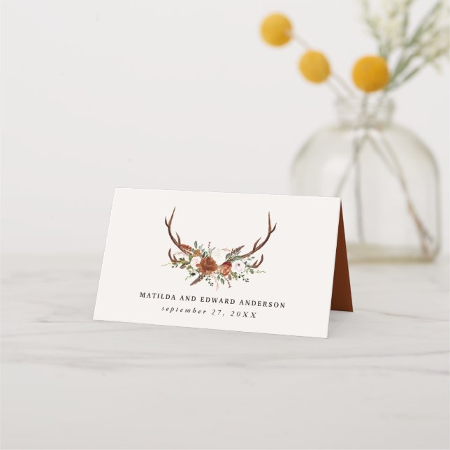Carte De Placement Ferme rustique botanique cerf chic table mariage (Dos)