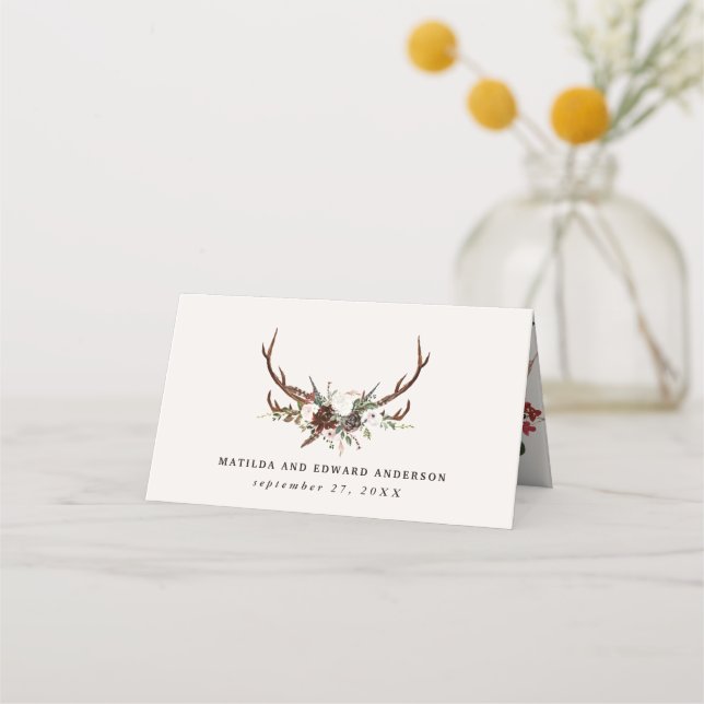 Carte De Placement Ferme rustique botanique cerf chic table mariage (Dos)