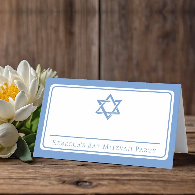 Carte De Placement Fête bat mitzvah lumière étoile bleue de David (Créateur téléchargé)