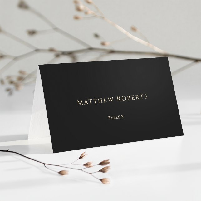 Carte De Placement Fête d'anniversaire Black Gold 30e 40e 50e 60e (Elegant Black & Gold 30th Birthday Party Place Card)