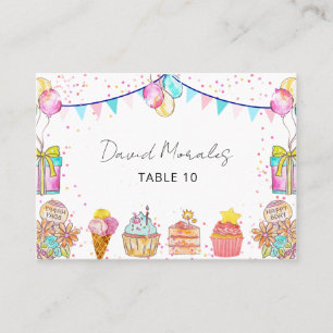 Carte De Placement Fête d'anniversaire de 1 an pour une fille au thèm