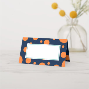 Carte De Placement Fête d'anniversaire orange bleu marine à pois ment