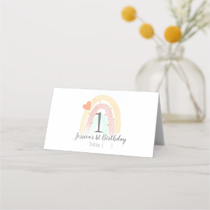 Carte De Placement Fête d'anniversaire premier arc-en-ciel à l'aquare