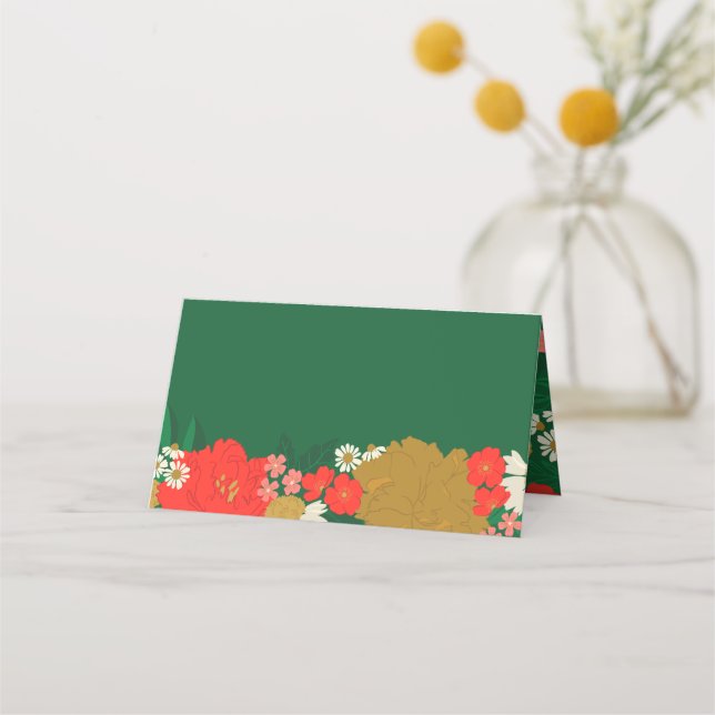 Carte De Placement Fête de mariage avec bouquet floral (Devant)